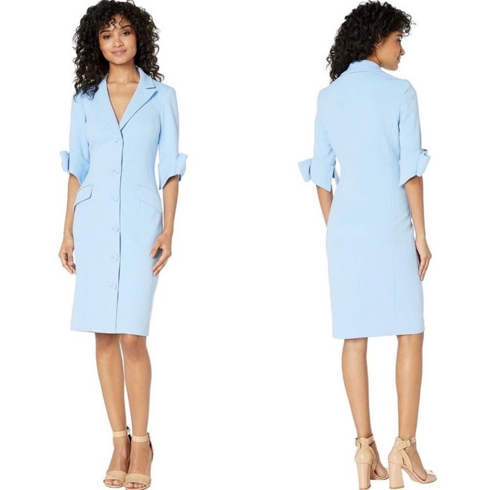 BADGLEY MISCHKA Sky Blue Bow Suit Dress size 8